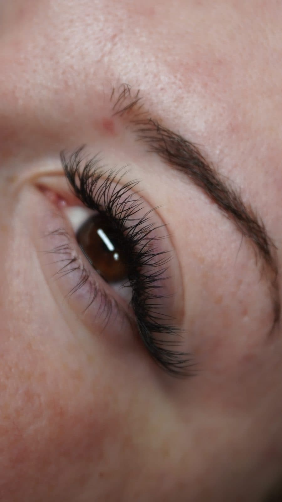 Natural lash extensions on a closed eye, side view by 902 Beauty Bar, Dartmouth NS