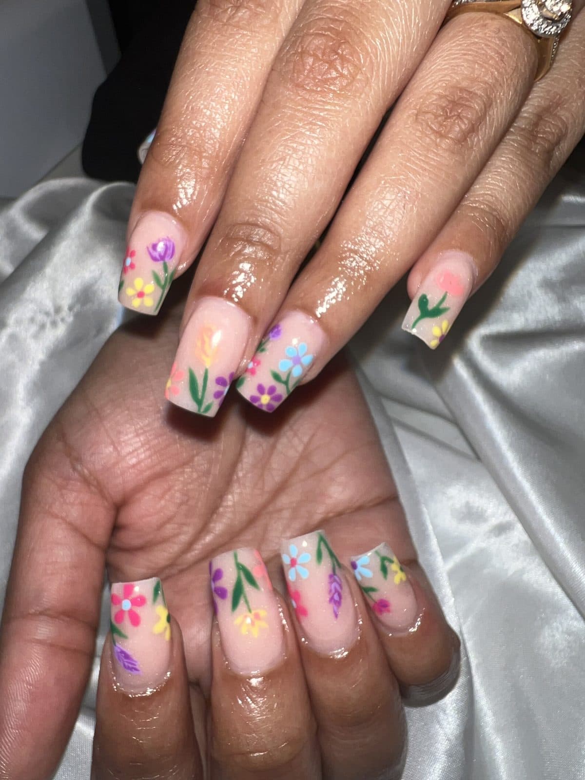 Pastel pressed flower nail art for spring by 902 Beauty Bar, Dartmouth NS